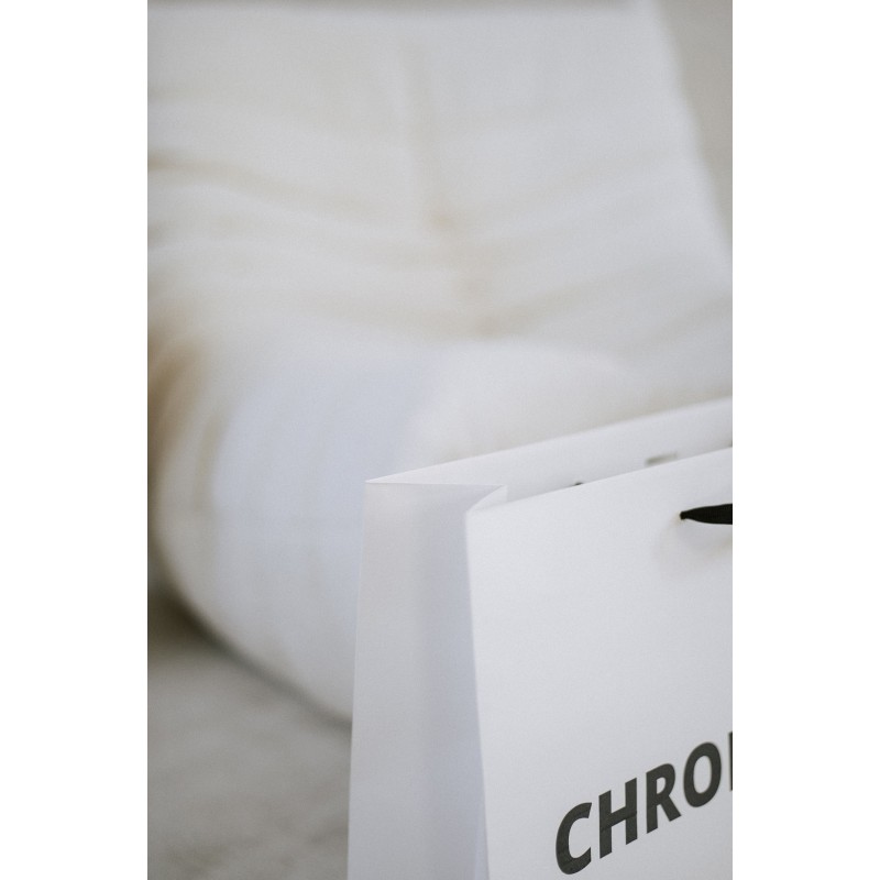 Chronopack Sac papier luxe poignées rubans - Blanc L