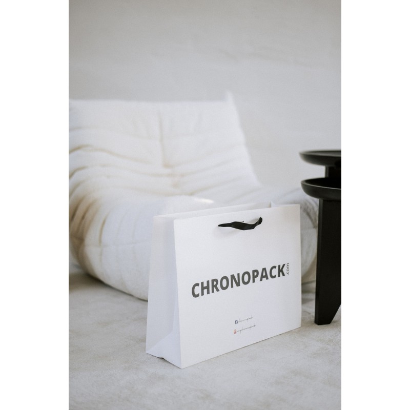 Chronopack Sac papier luxe poignées rubans - Blanc L