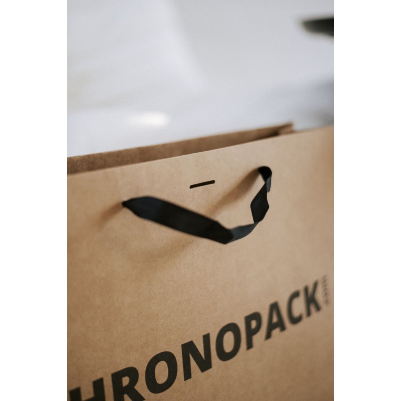 Chronopack Sac papier luxe poignées rubans - Kraft L