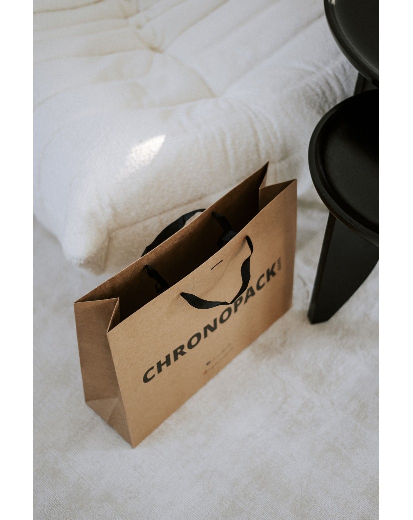 Chronopack Sac papier luxe poignées rubans - Kraft L