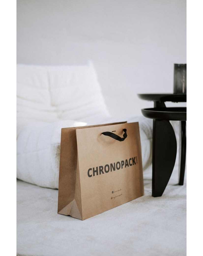 Chronopack Sac papier luxe poignées rubans - Kraft L