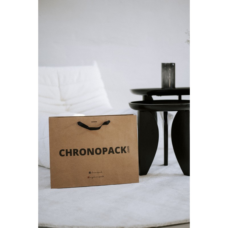 Chronopack Sac papier luxe poignées rubans - Kraft L