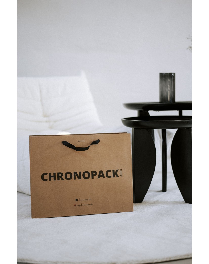 Chronopack Sac papier luxe poignées rubans - Kraft L