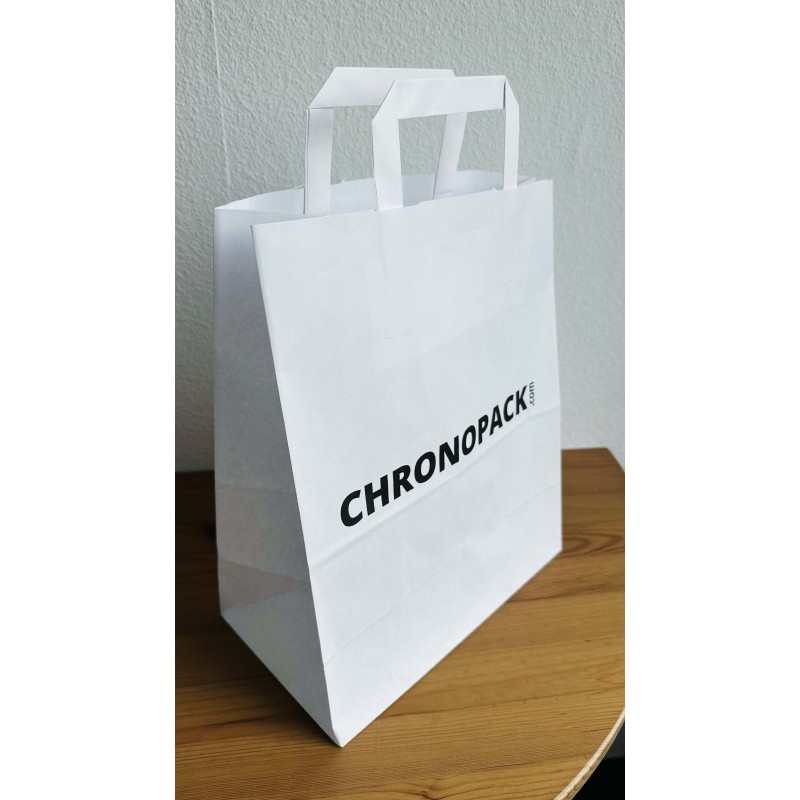 Chronopack Sacs poignées plates papier blanc M