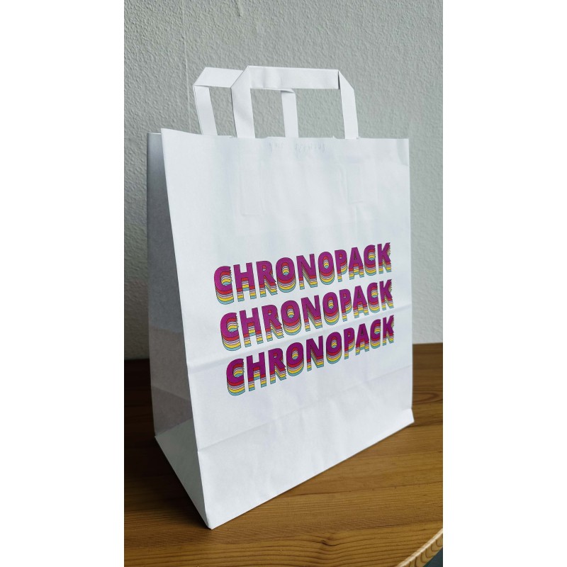 Chronopack Sacs poignées plates papier blanc L