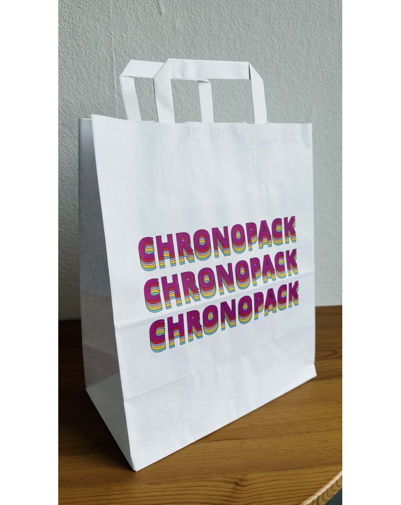 Chronopack Sacs poignées plates papier blanc L