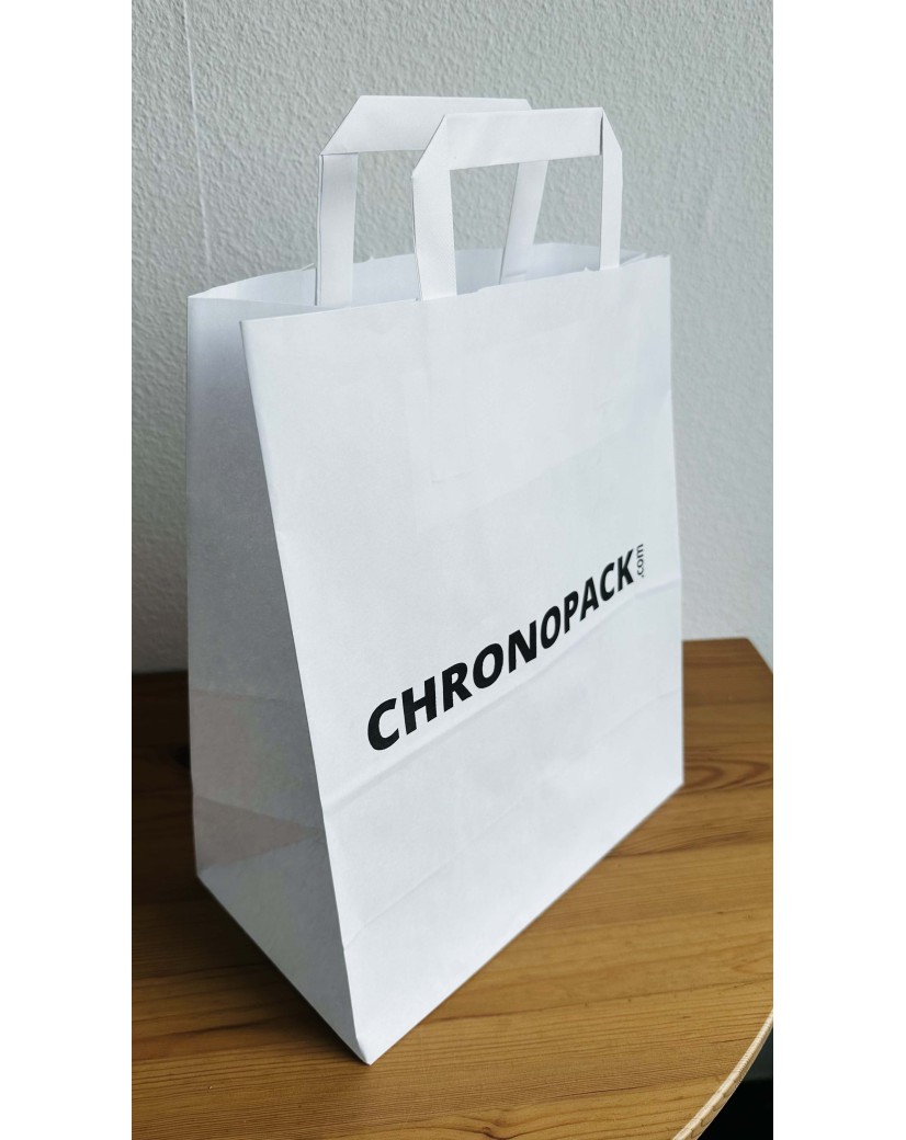 Chronopack Sacs poignées plates papier blanc L