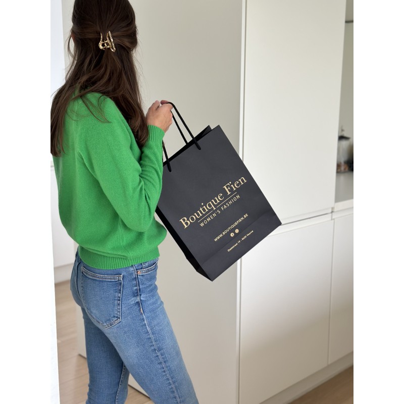 Luxury paper bags - Black M - Drawstring handles