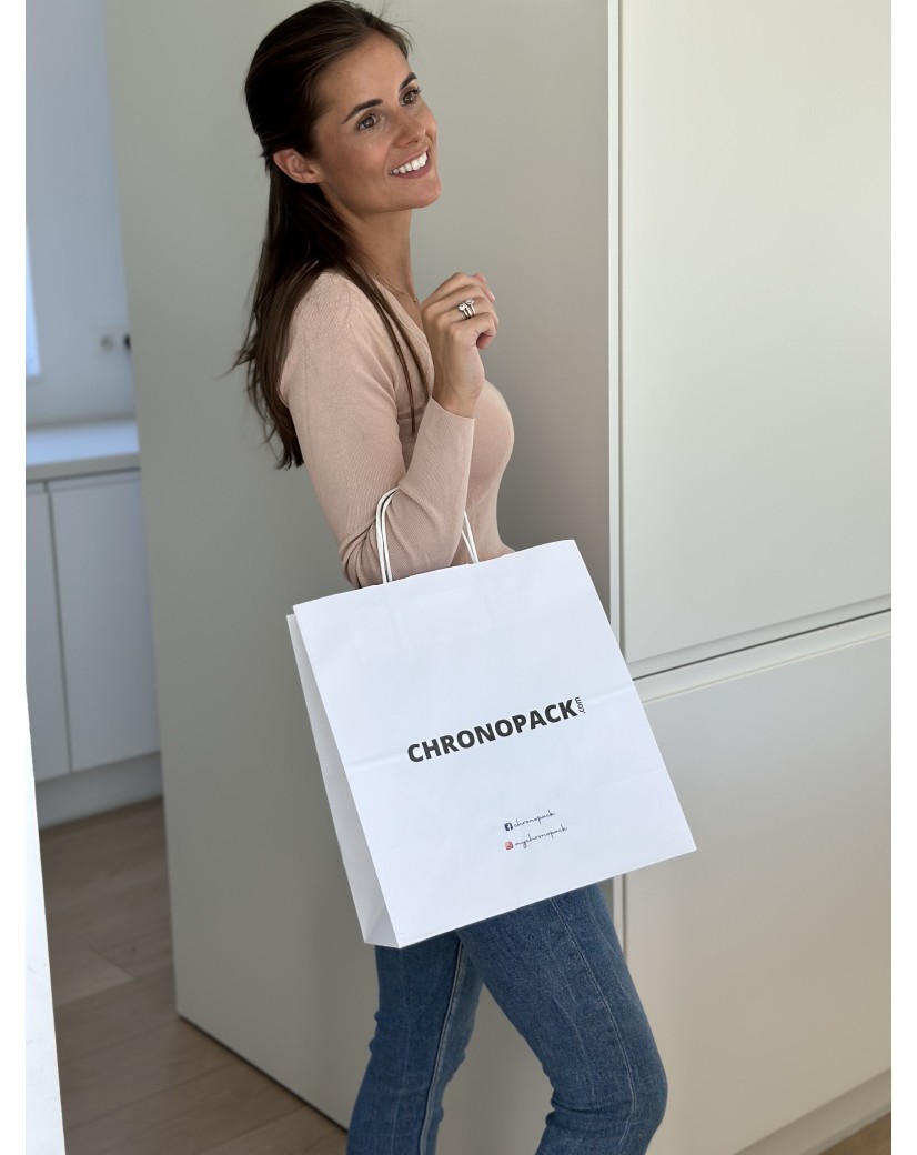 Chronopack Sacs poignées torsadées - Blanc M carré