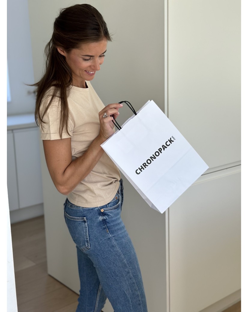 Witte Krafttas M – Zwarte Handvatten, Klaar Voor Jouw Logo