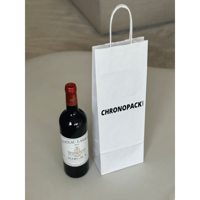 Bolsa blanca personalizable para 1 botella, entrega urgente y precio económico.