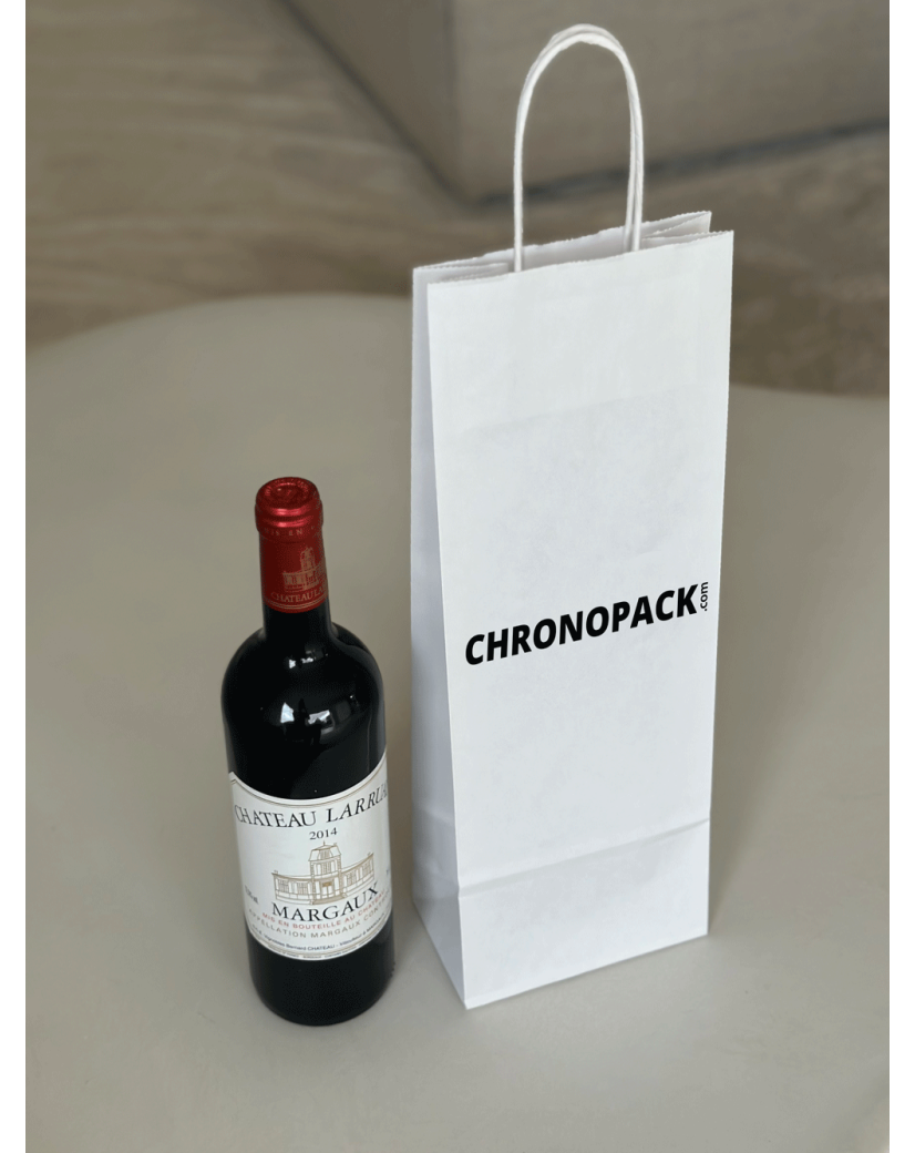 Bolsa blanca personalizable para 1 botella, entrega urgente y precio económico.