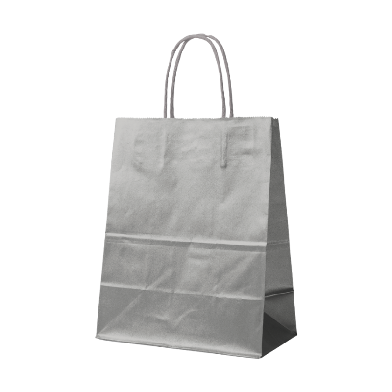 SILVER PAPER BAG L