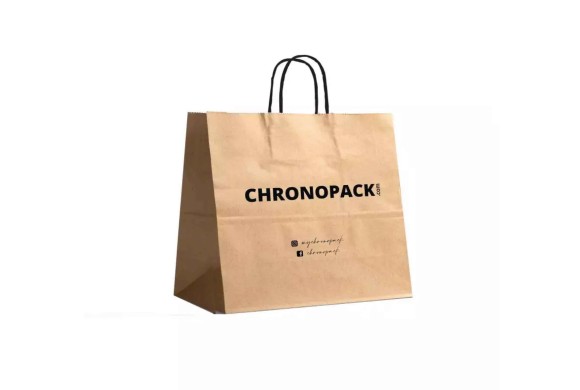 Chronopack Sac poignées torsadées noires Kraft M Horizontal