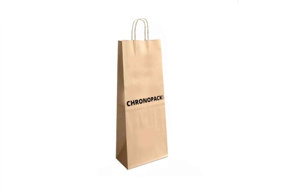 Customizable brown kraft 1-bottle bag, express delivery & low price.