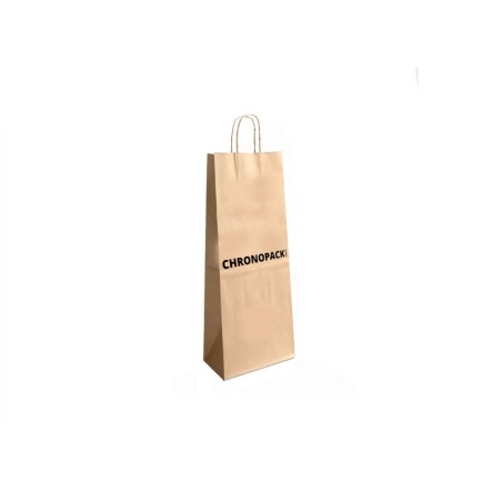 Customizable brown kraft 1-bottle bag, express delivery & low price.