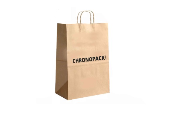 Chronopack Sac kraft 2 bouteilles poignées torsadées