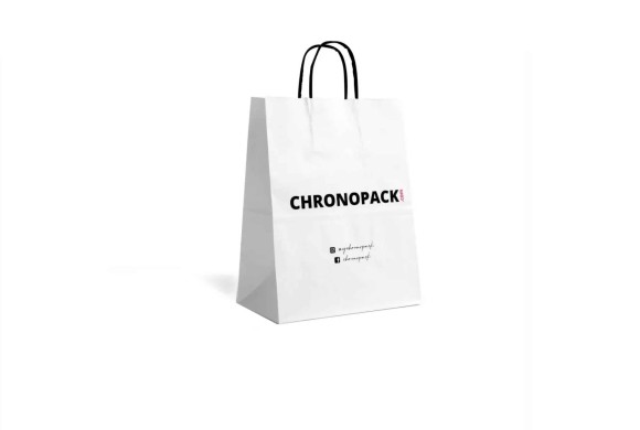 Chronopack Sacs poignées torsadées noires - Blanc M