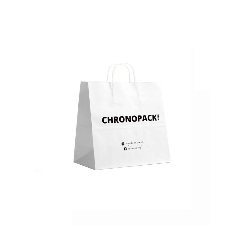 Chronopack Sacs poignées torsadées - Blanc M carré