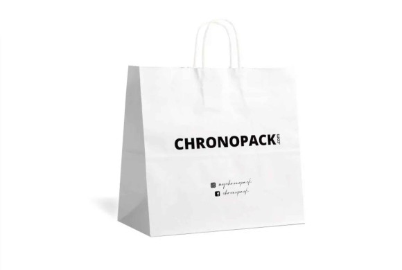 Chronopack Sacs poignées torsadées - Blanc L horizontal