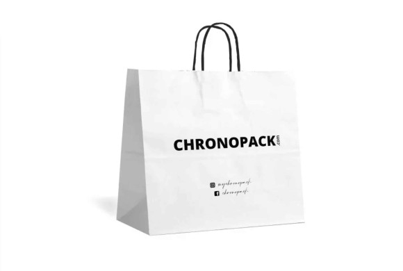 Chronopack poignées torsadées noires papier blanc L horizontal