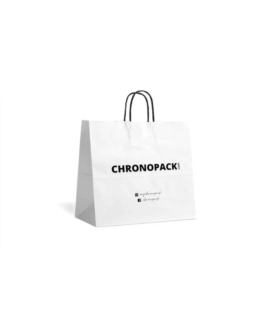 Chronopack poignées torsadées noires papier blanc L horizontal