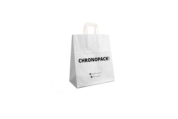 Chronopack Sacs poignées plates papier blanc S