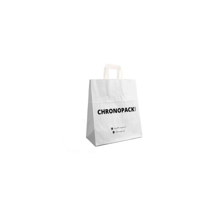 Chronopack Sacs poignées plates papier blanc S