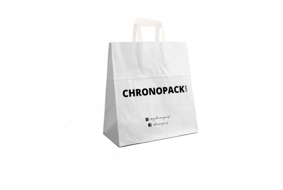 Chronopack Sacs poignées plates papier blanc M