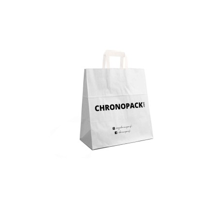 Chronopack Sacs poignées plates papier blanc M