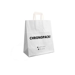 Chronopack Sacs poignées plates papier blanc L