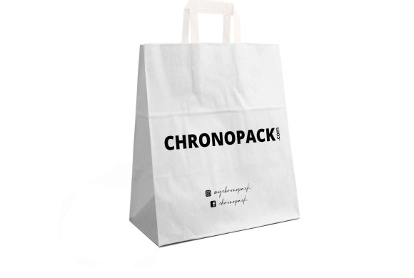 Chronopack Sacs poignées plates papier blanc L