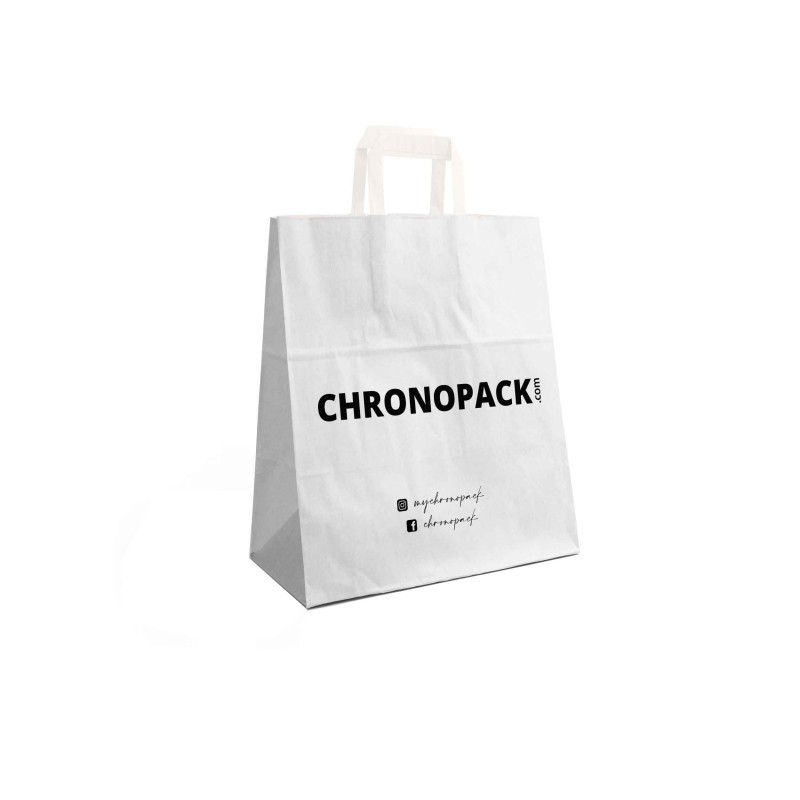 Chronopack Sacs poignées plates papier blanc L