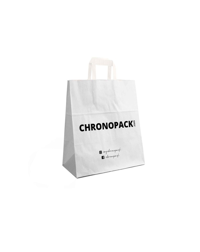 Chronopack Sacs poignées plates papier blanc L