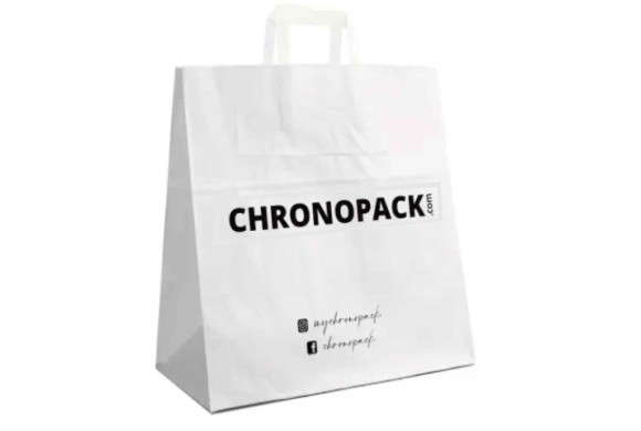 Chronopack Sacs poignées plates papier blanc XL