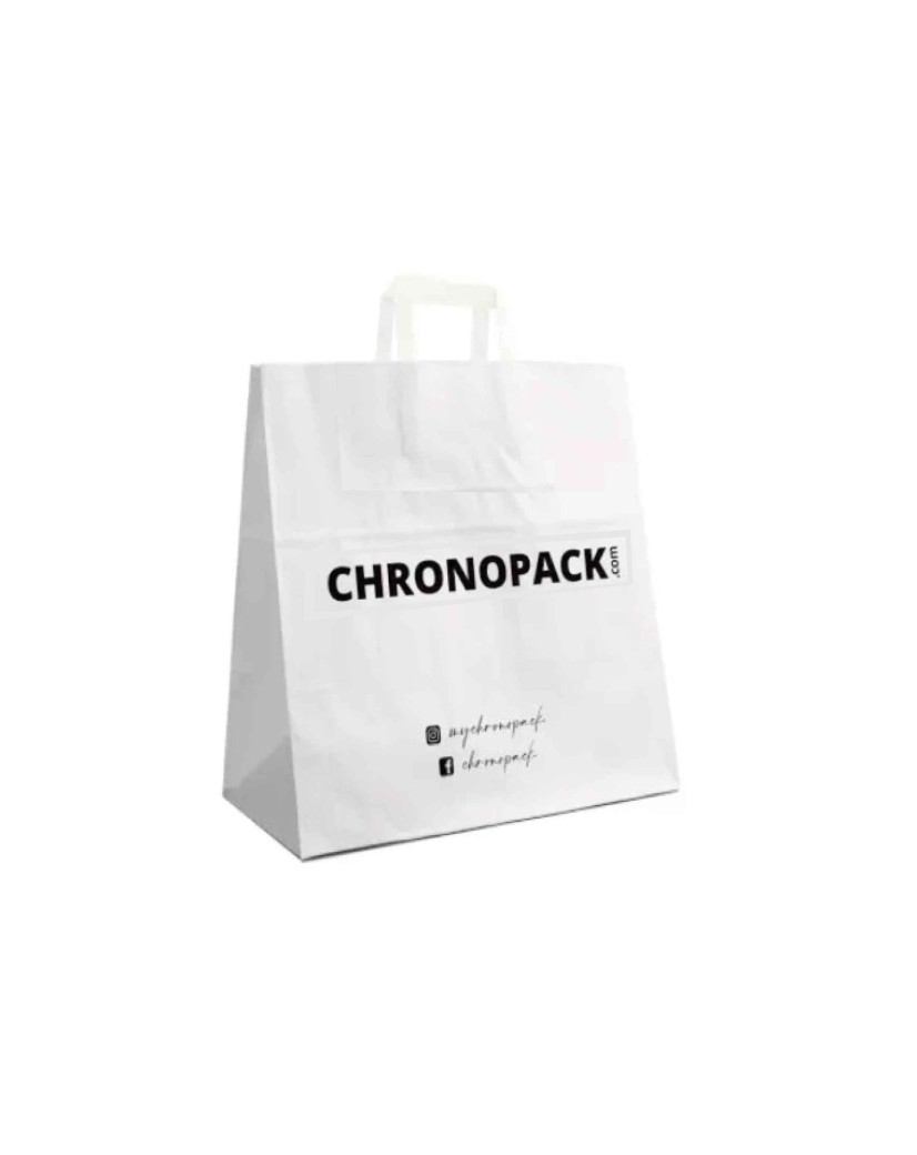 Chronopack Sacs poignées plates papier blanc XL