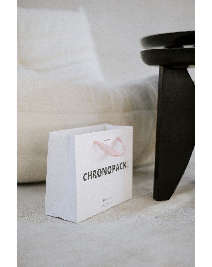 Luxury paper bags - White S - Ribbon handles