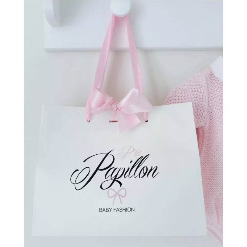 Luxury paper bags - White M - Ribbon handles