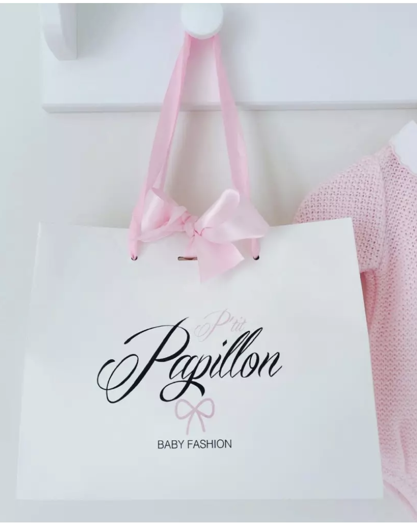 Luxury paper bags - White M - Ribbon handles