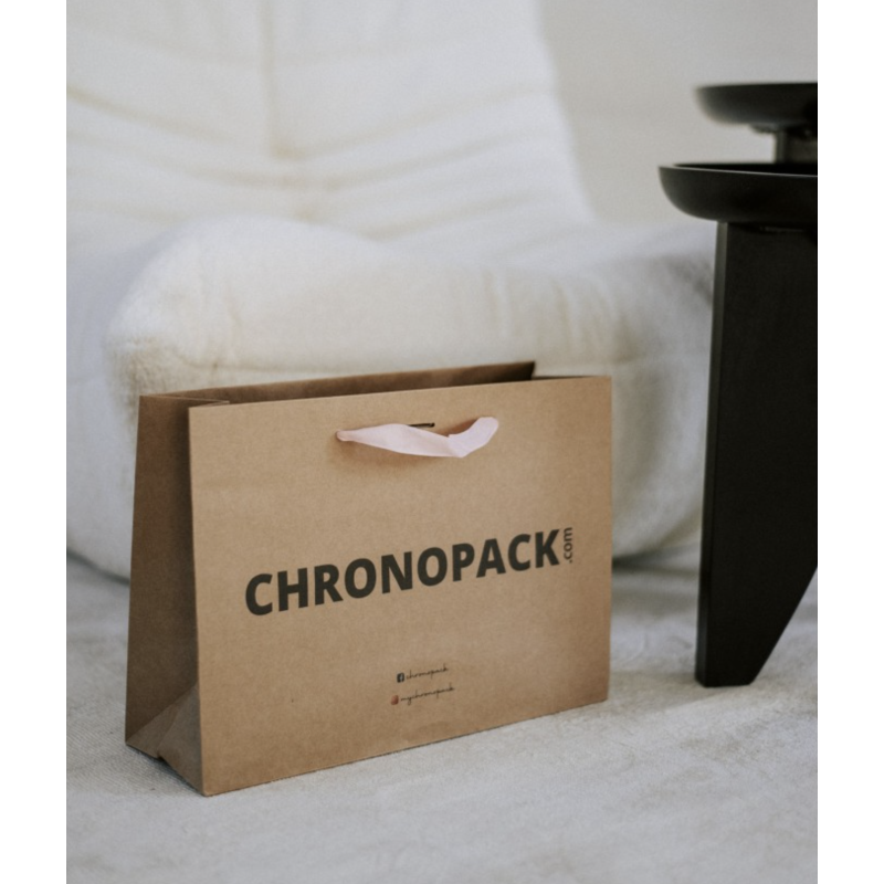 Chronopack Sac papier luxe poignées rubans - Kraft M