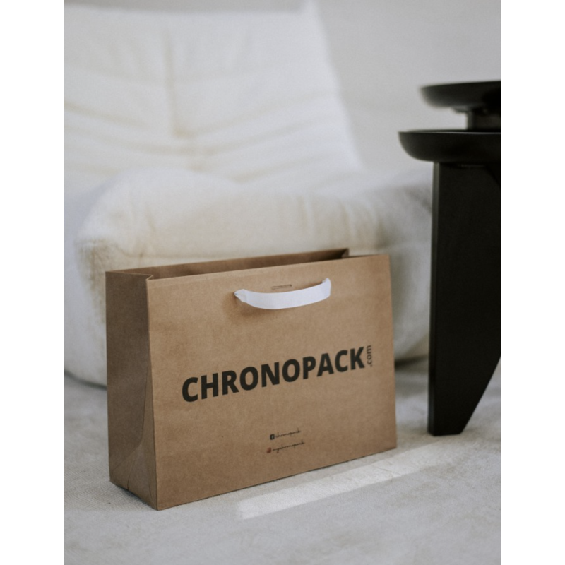 Chronopack Sac papier luxe poignées rubans - Kraft M