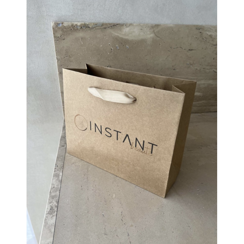 Luxe Papieren Tas - Handvat Zwart Lint - Kraft S