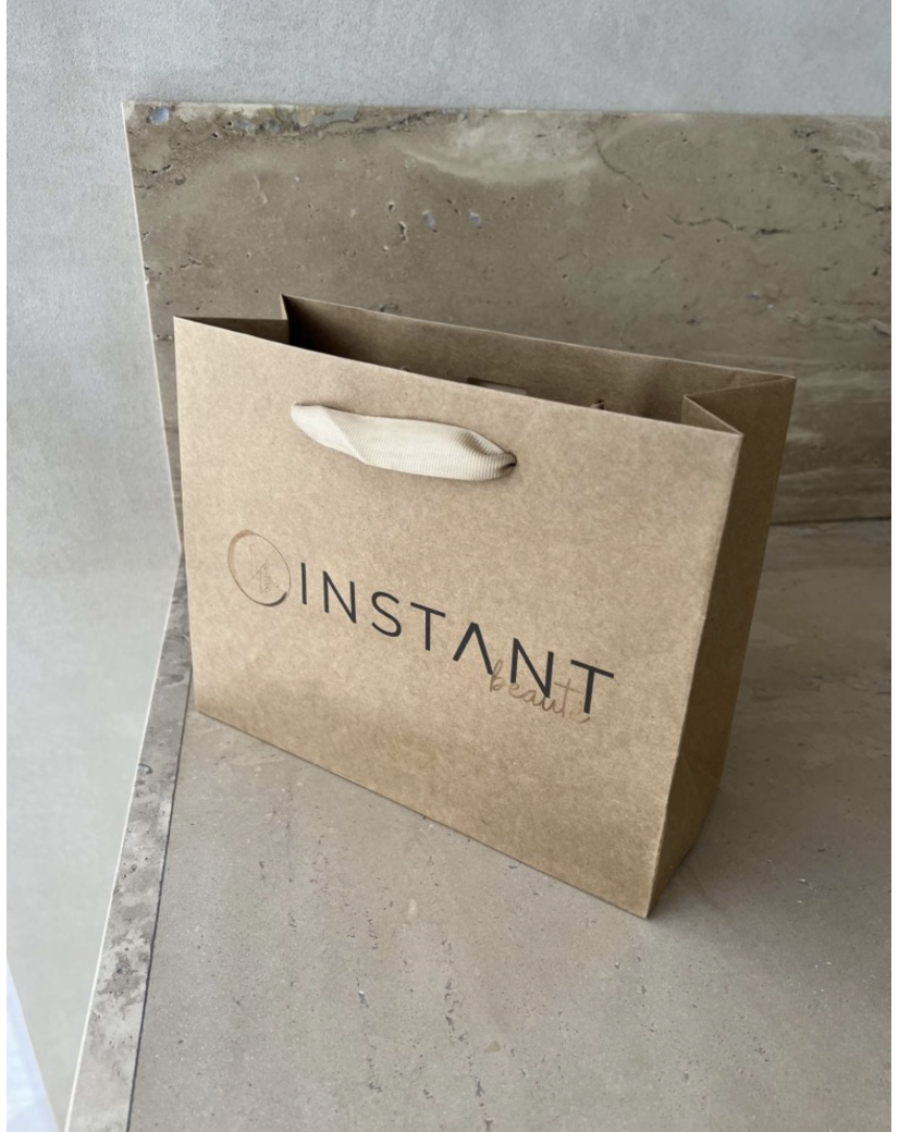 Luxe Papieren Tas - Handvat Zwart Lint - Kraft S