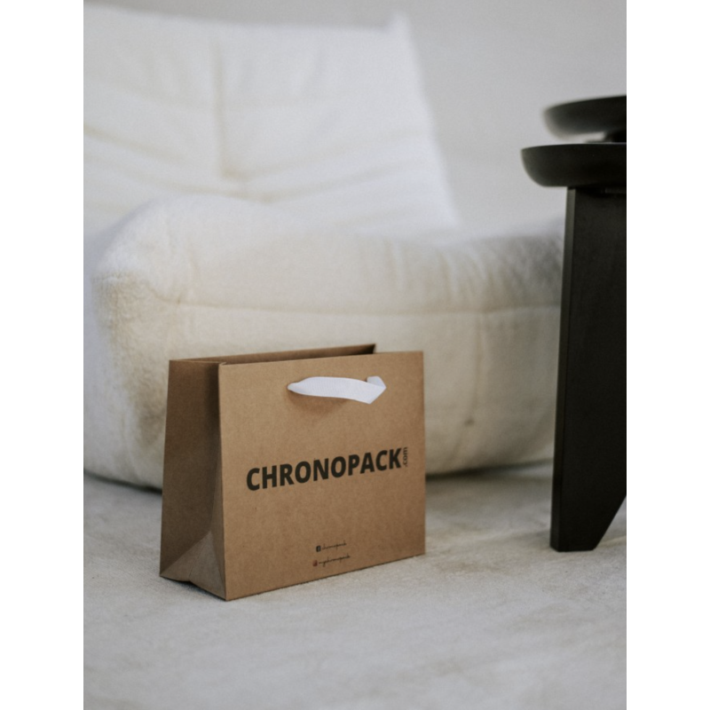 Chronopack Sac papier luxe poignées rubans - Kraft S