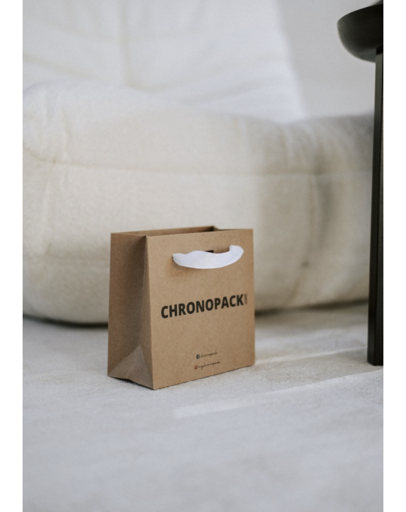 Chronopack Sac papier luxe poignées rubans - Kraft XS