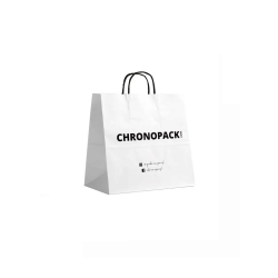 Chronopack Sac poignées torsadées noires papier blanc carré