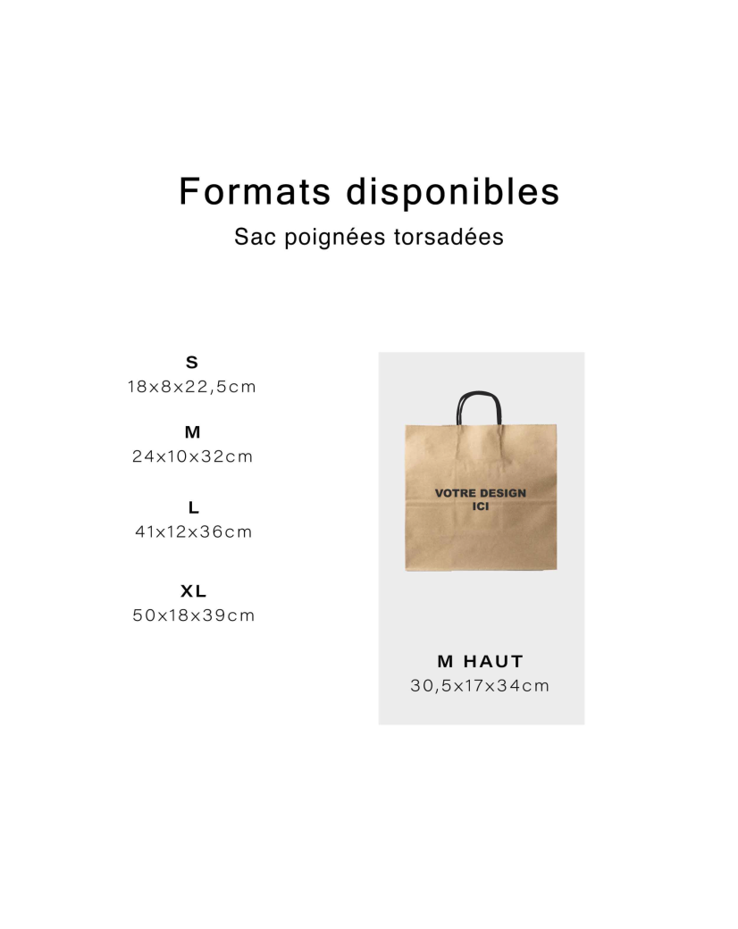 Chronopack Sac poignées torsadées noires kraft M carré