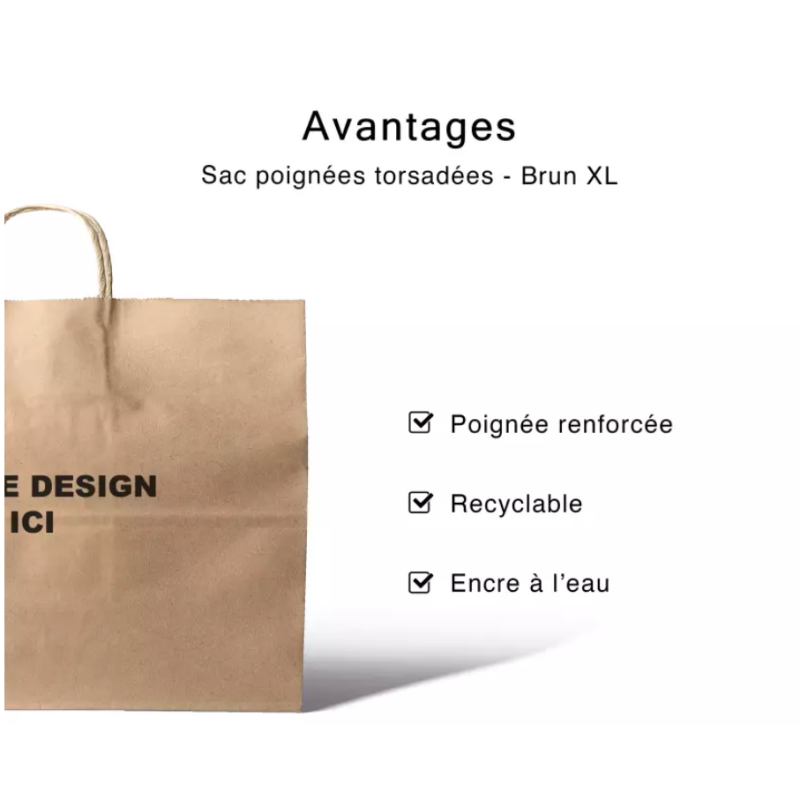 Bolsas con asas retorcidas - Kraft XL