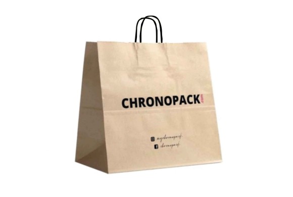 Chronopack Sac poignées torsadées noires - kraft XL