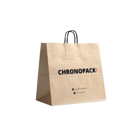 Chronopack Sac poignées torsadées noires - kraft XL